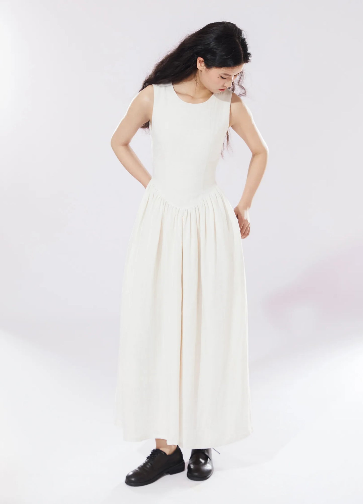 Pleated Linen Dress