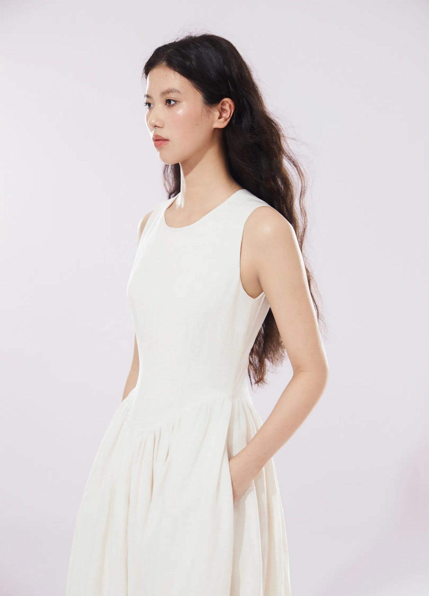 Pleated Linen Dress