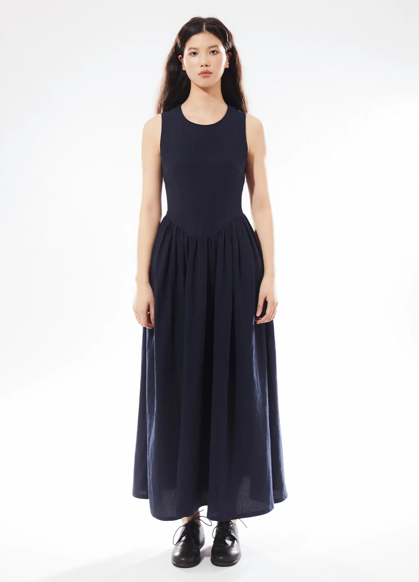 Pleated Linen Dress