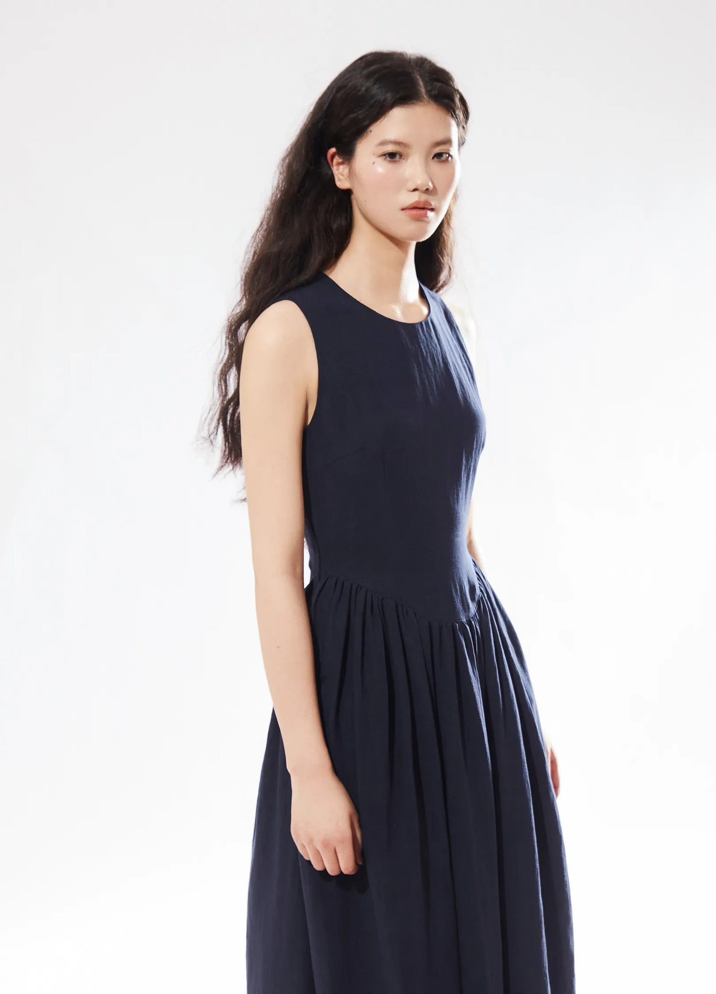 Pleated Linen Dress