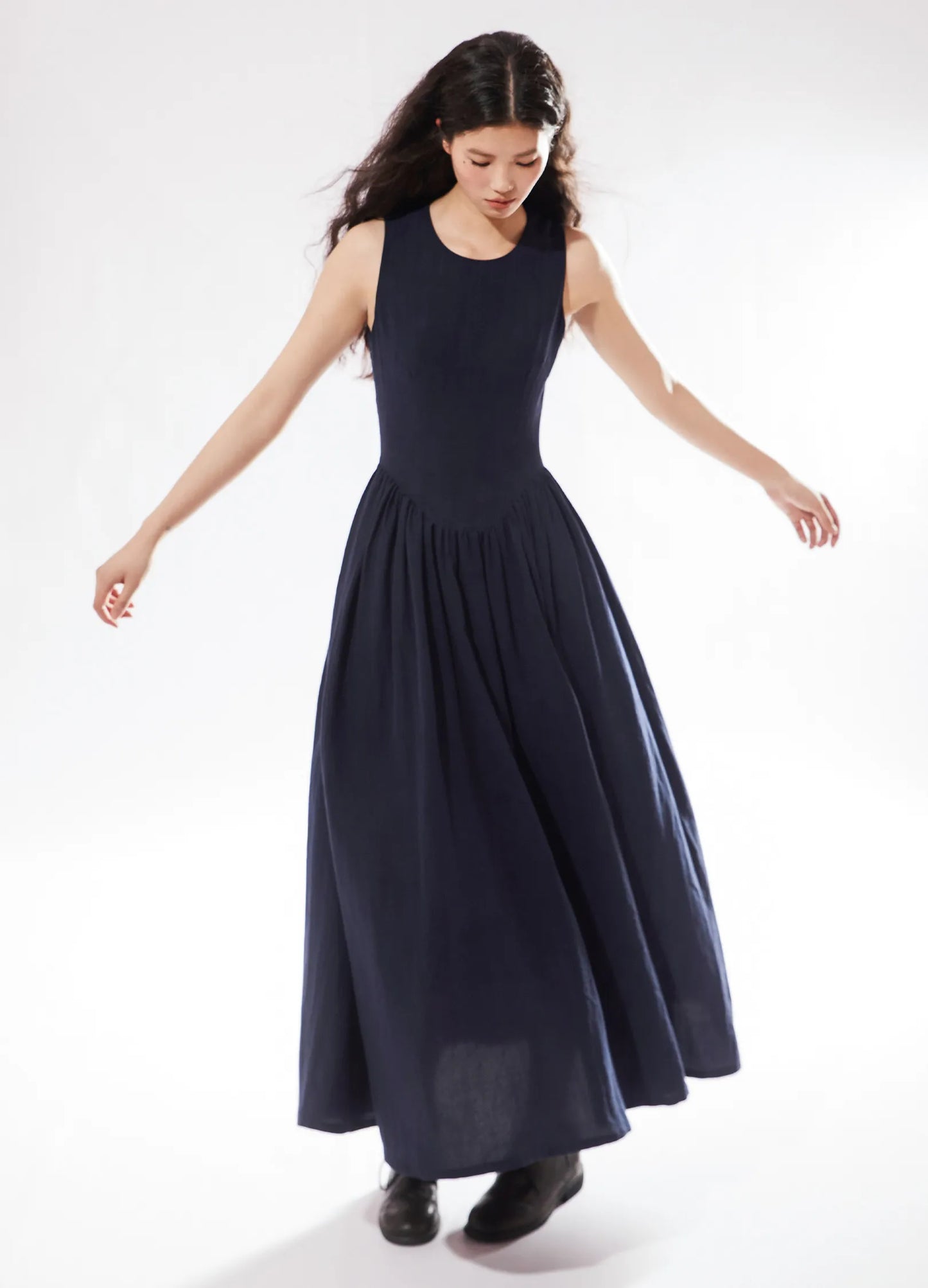 Pleated Linen Dress
