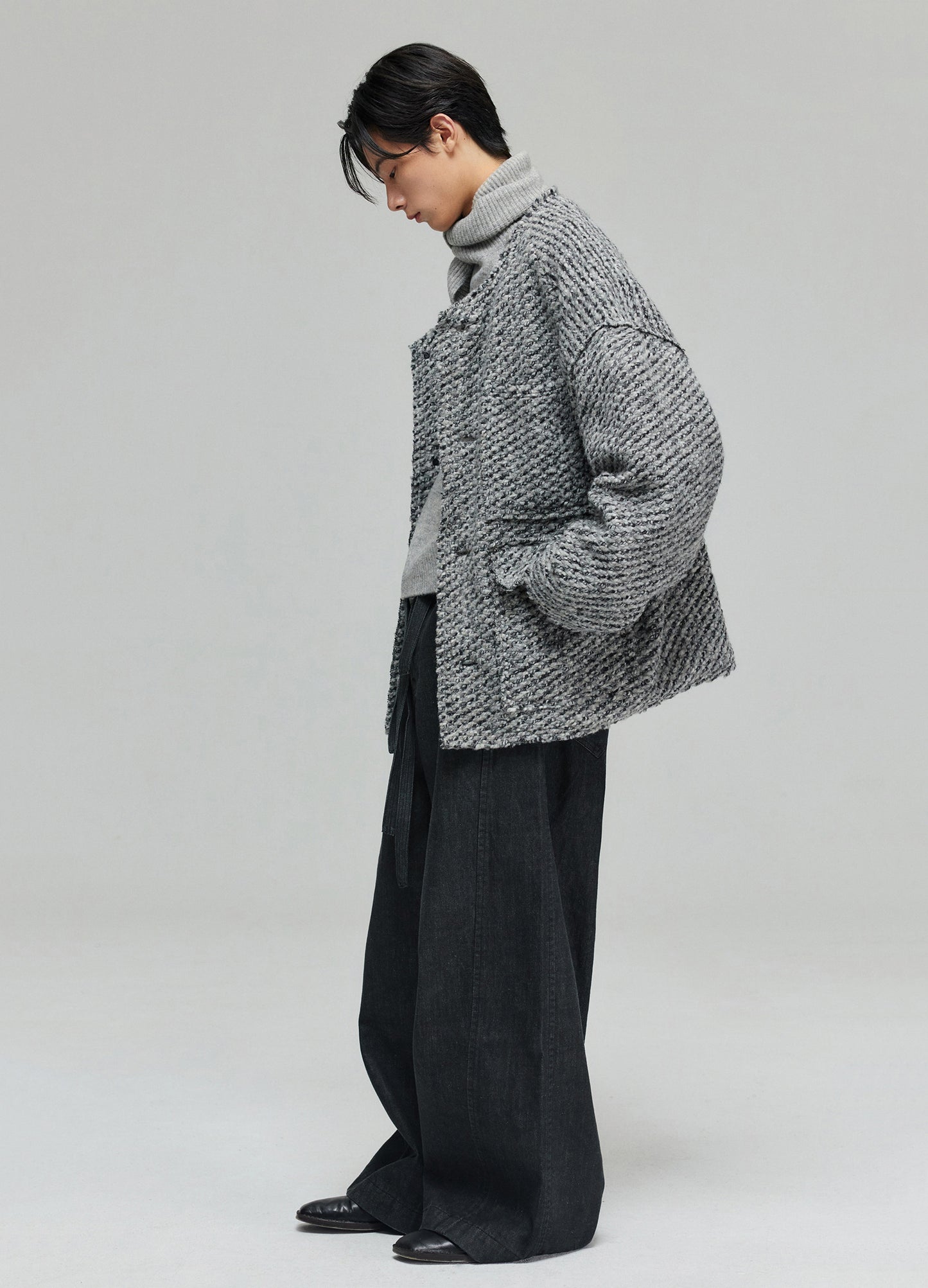 Raw Wool Knit Coat