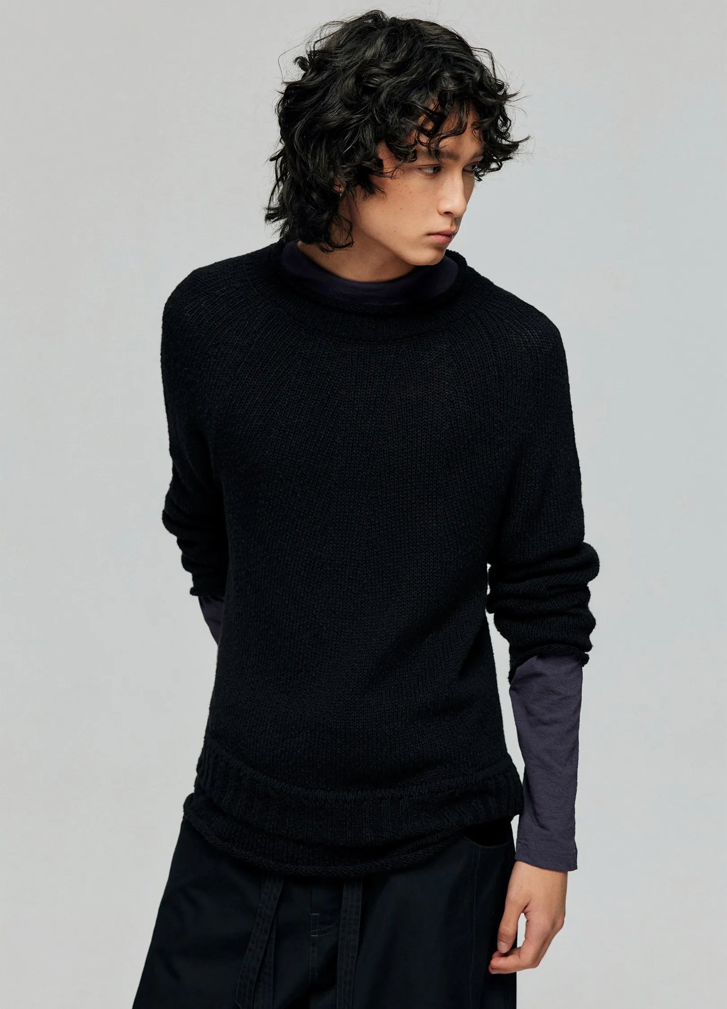 Rolled Edge Knit Sweater