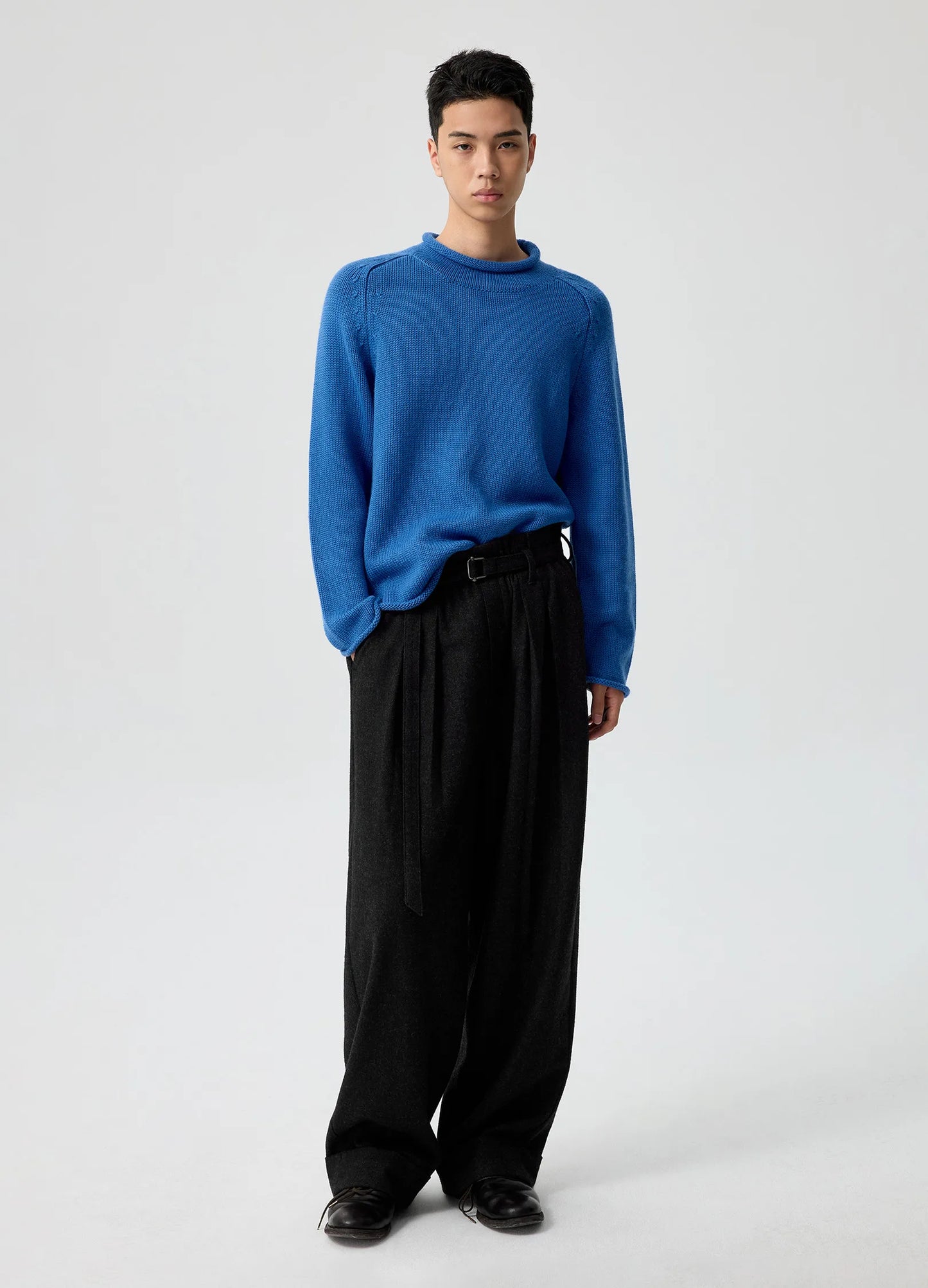Rolled-Edge Wool Sweater