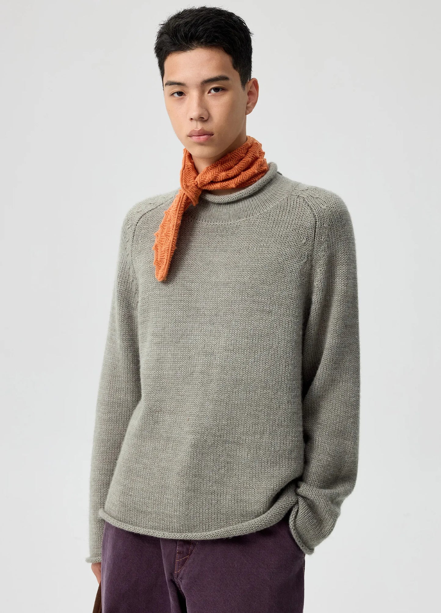 Rolled-Edge Wool Sweater