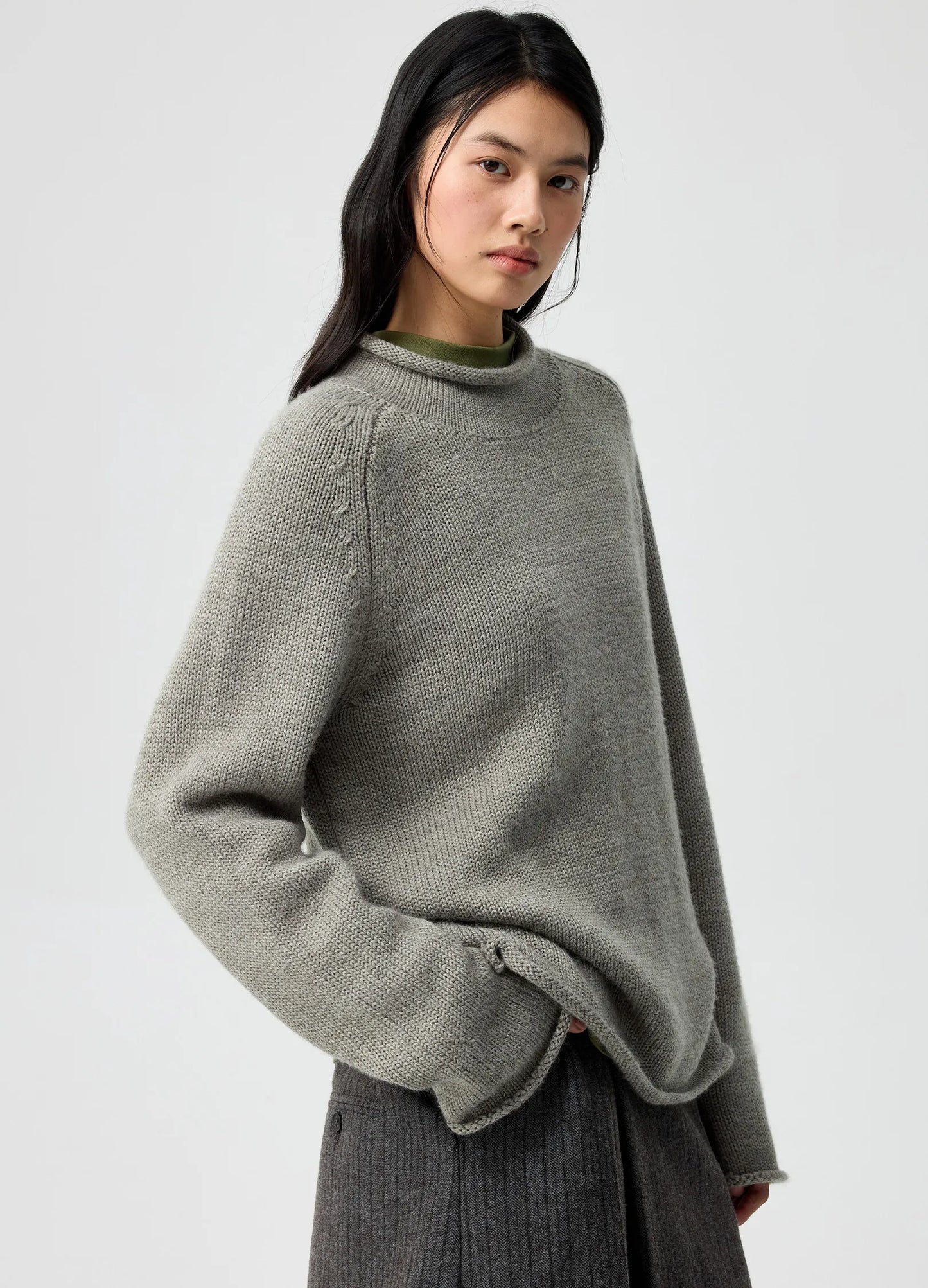 Rolled-Edge Wool Sweater