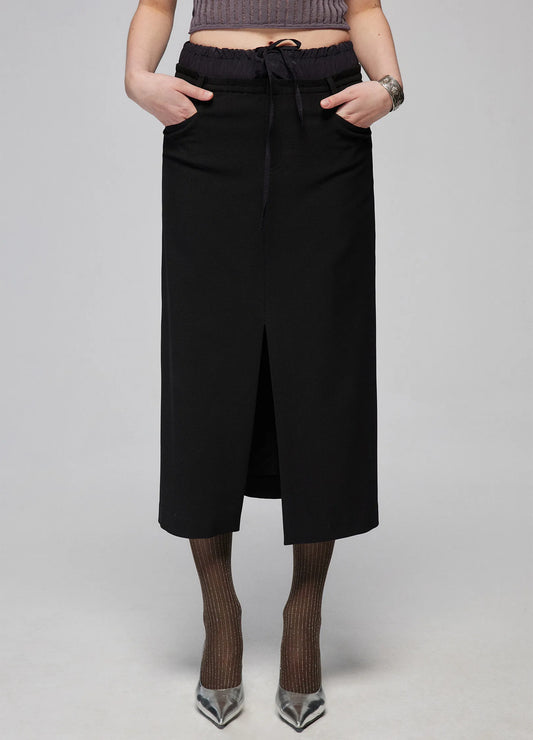 Slit Patchwork Skirt