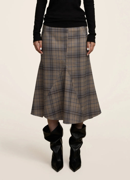 Split Plaid Skirt