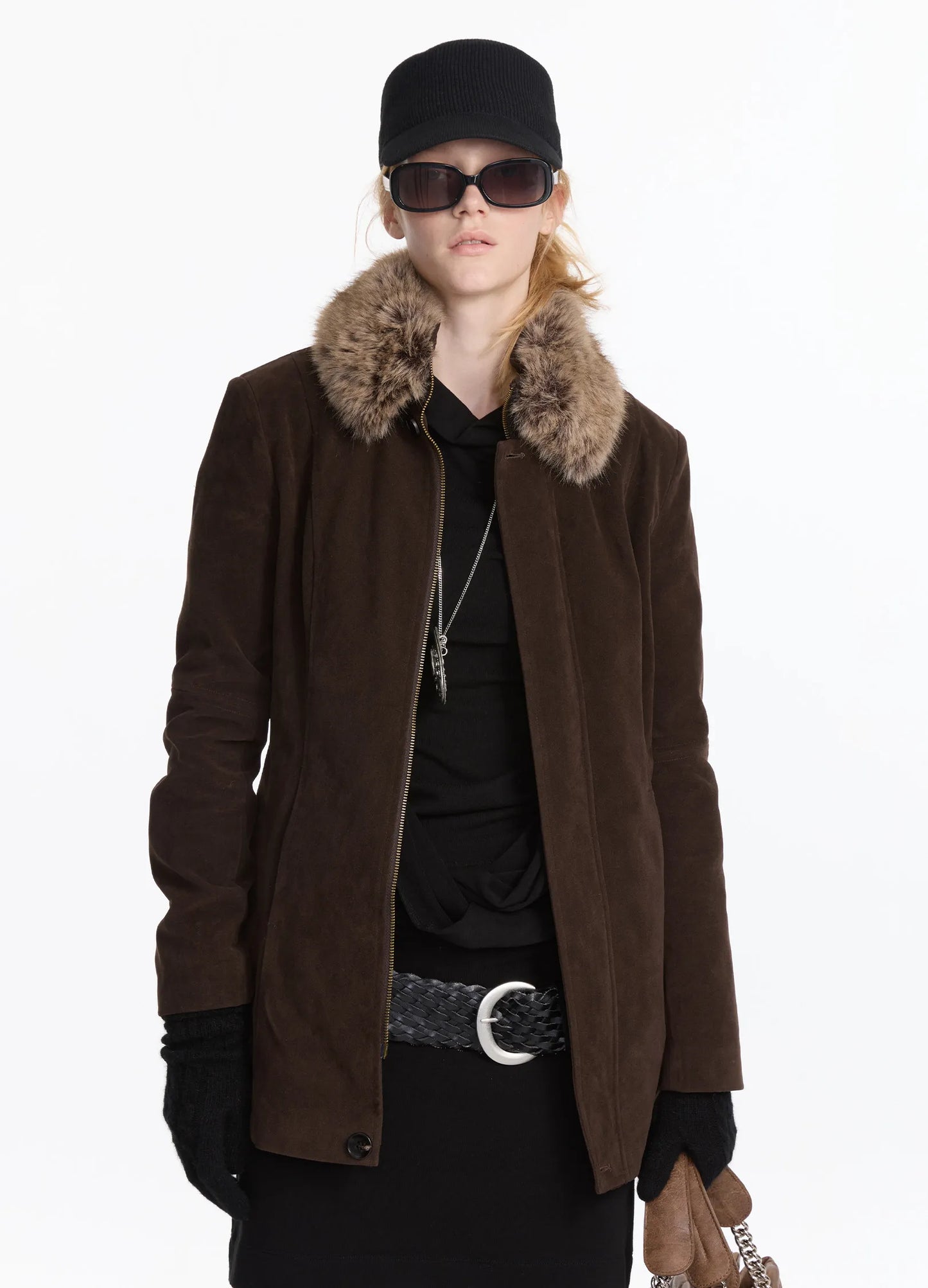 Suede Fur Long Coat