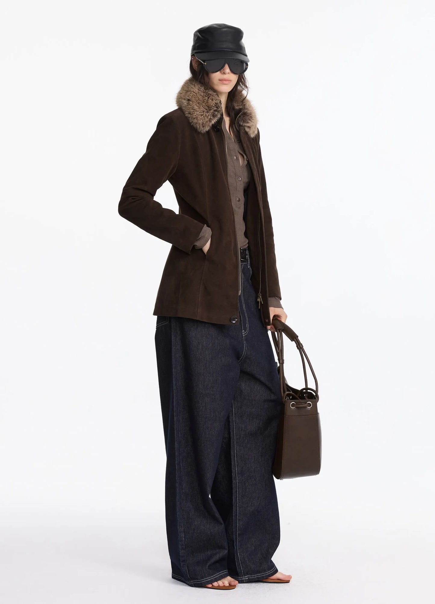 Suede Fur Long Coat