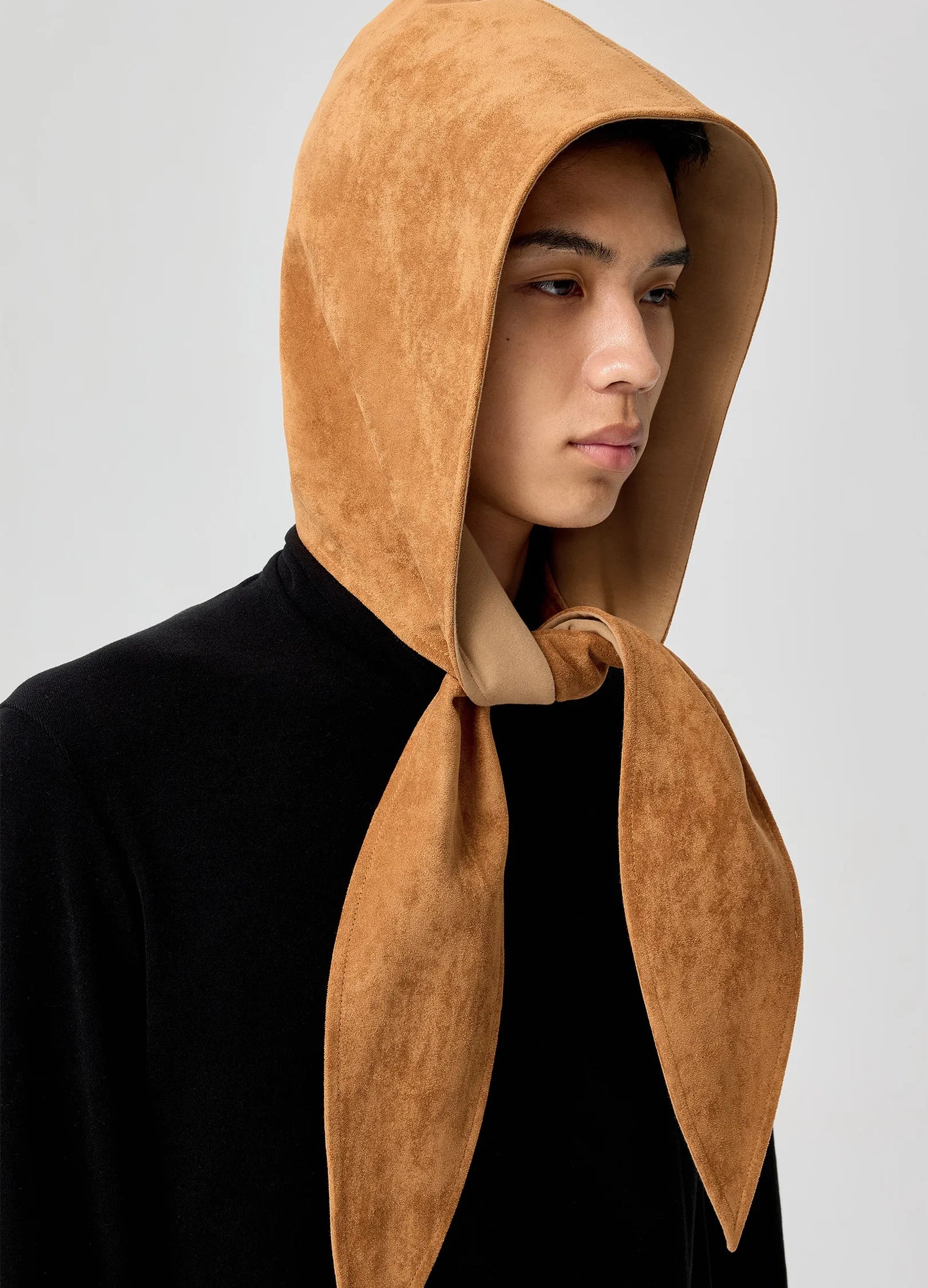 Suede Hooded Scarf