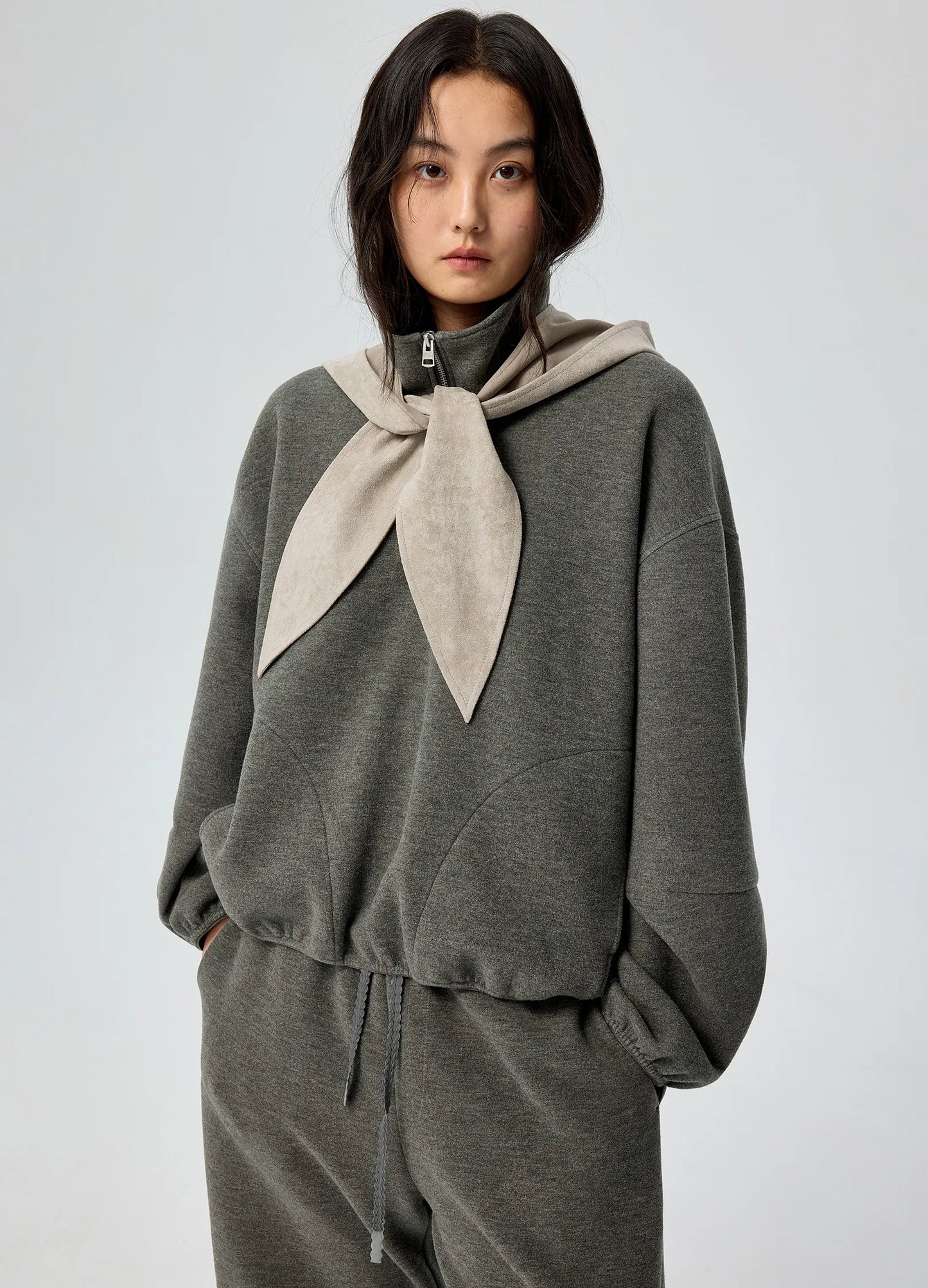 Suede Hooded Scarf