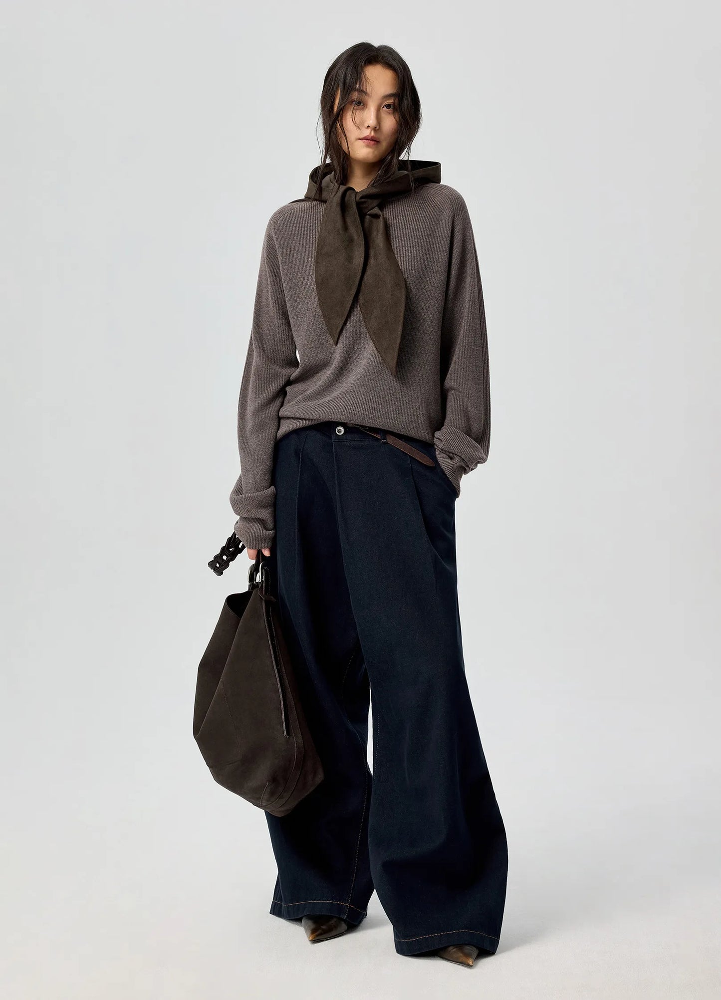 Suede Hooded Scarf