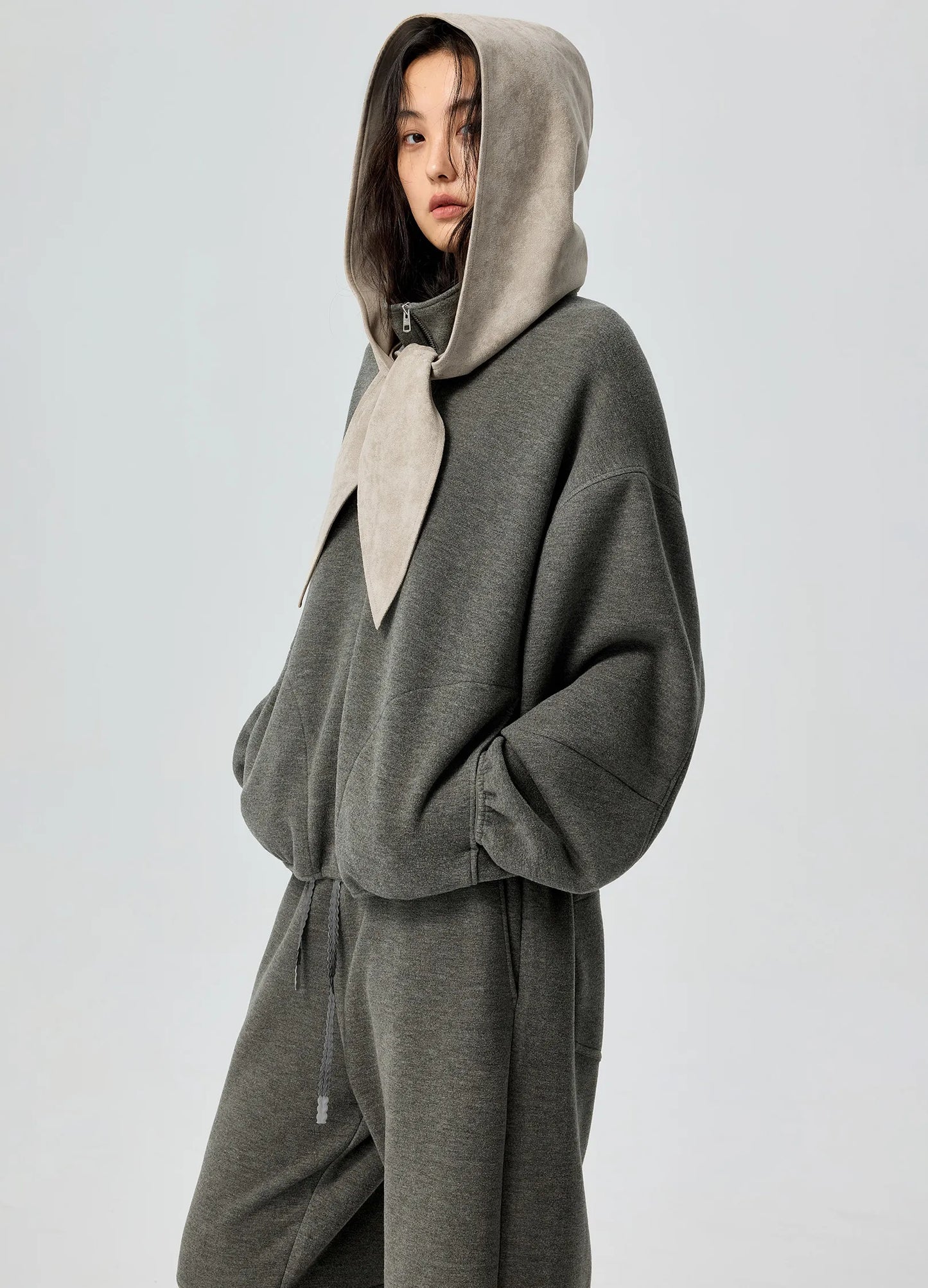 Suede Hooded Scarf