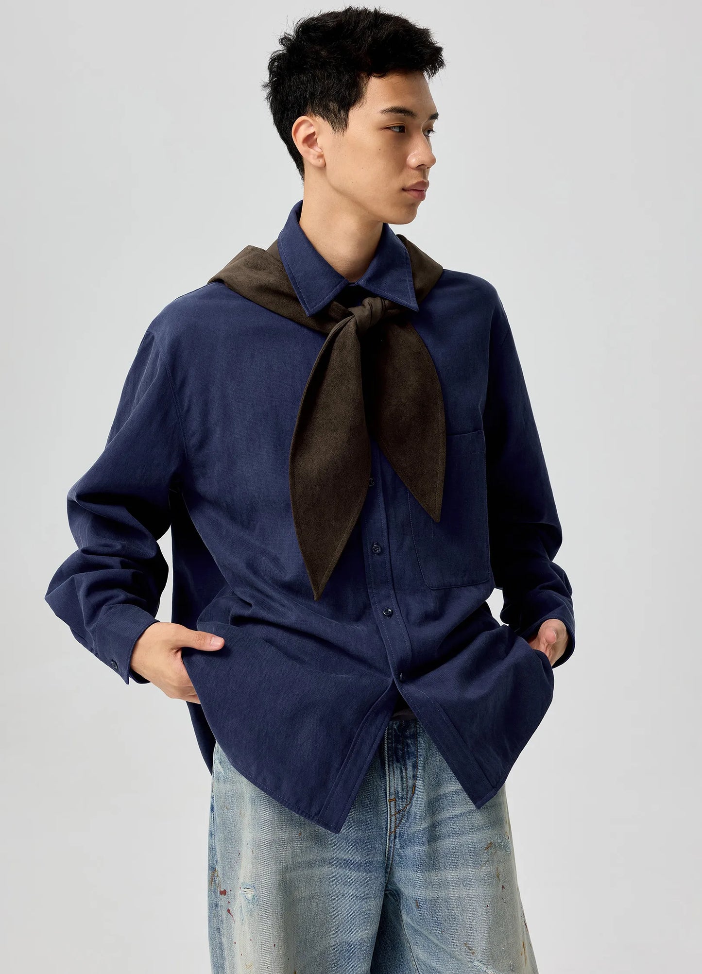 Suede Hooded Scarf