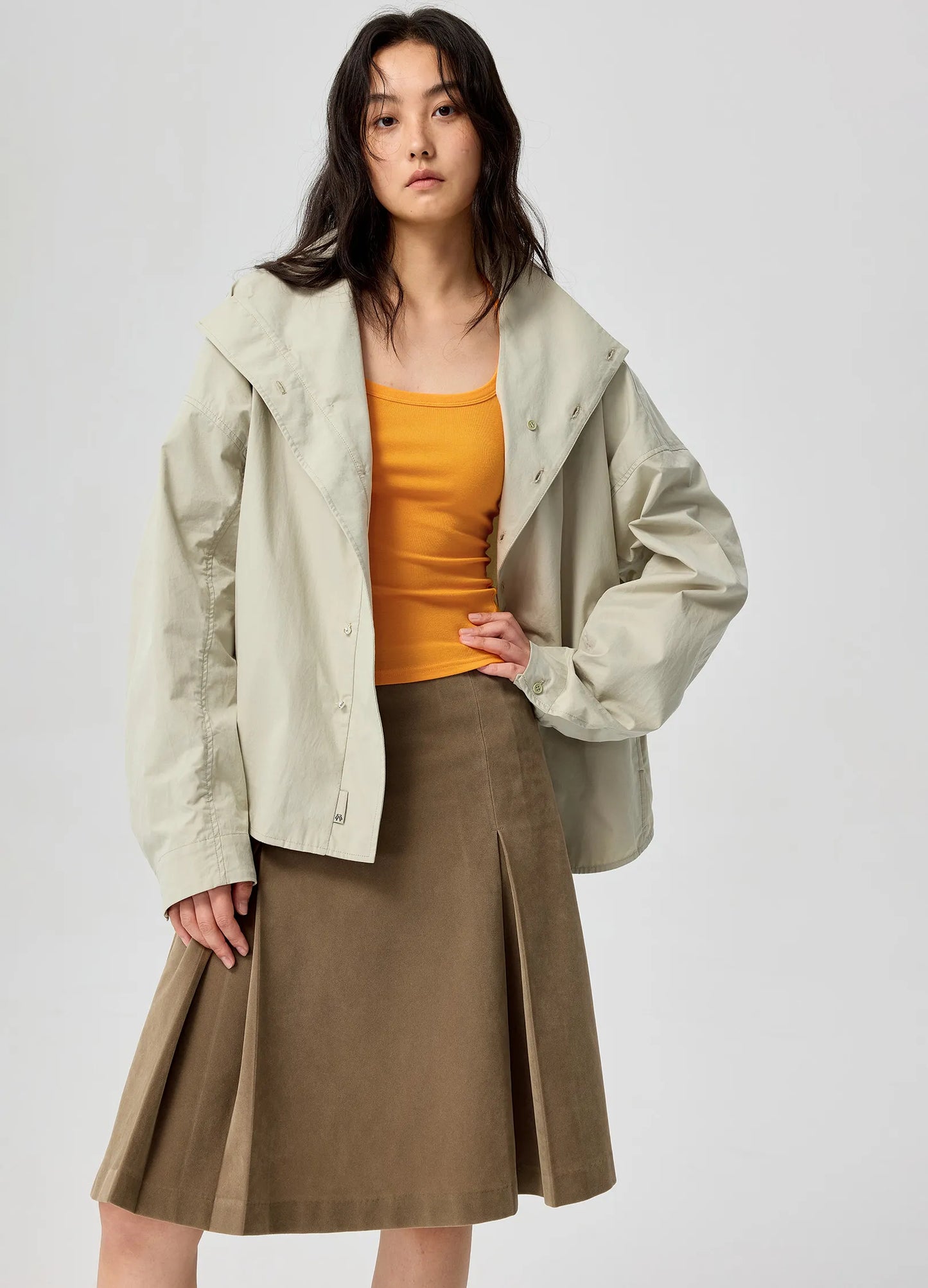 Suede Pleated Skirt