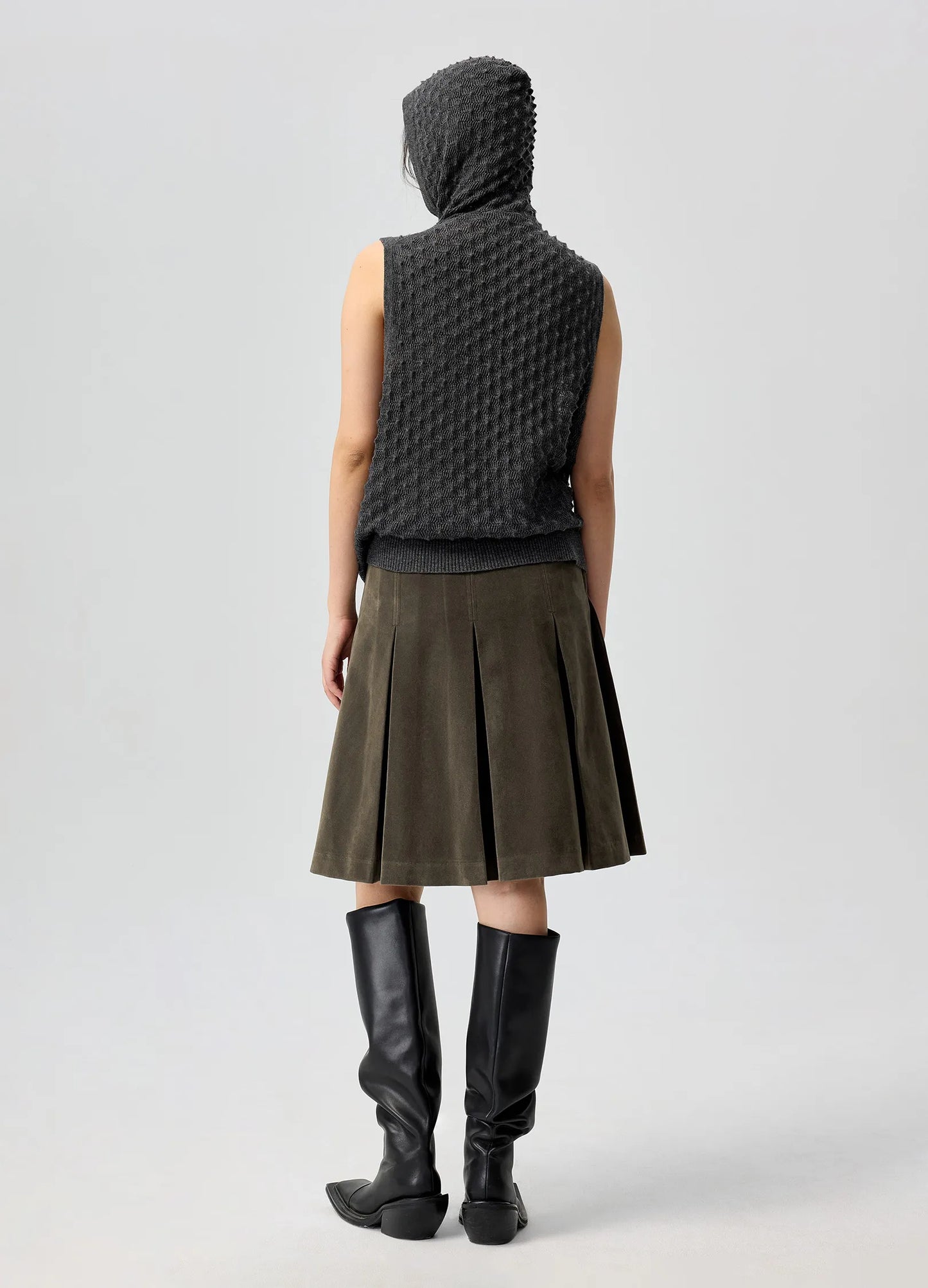 Suede Pleated Skirt