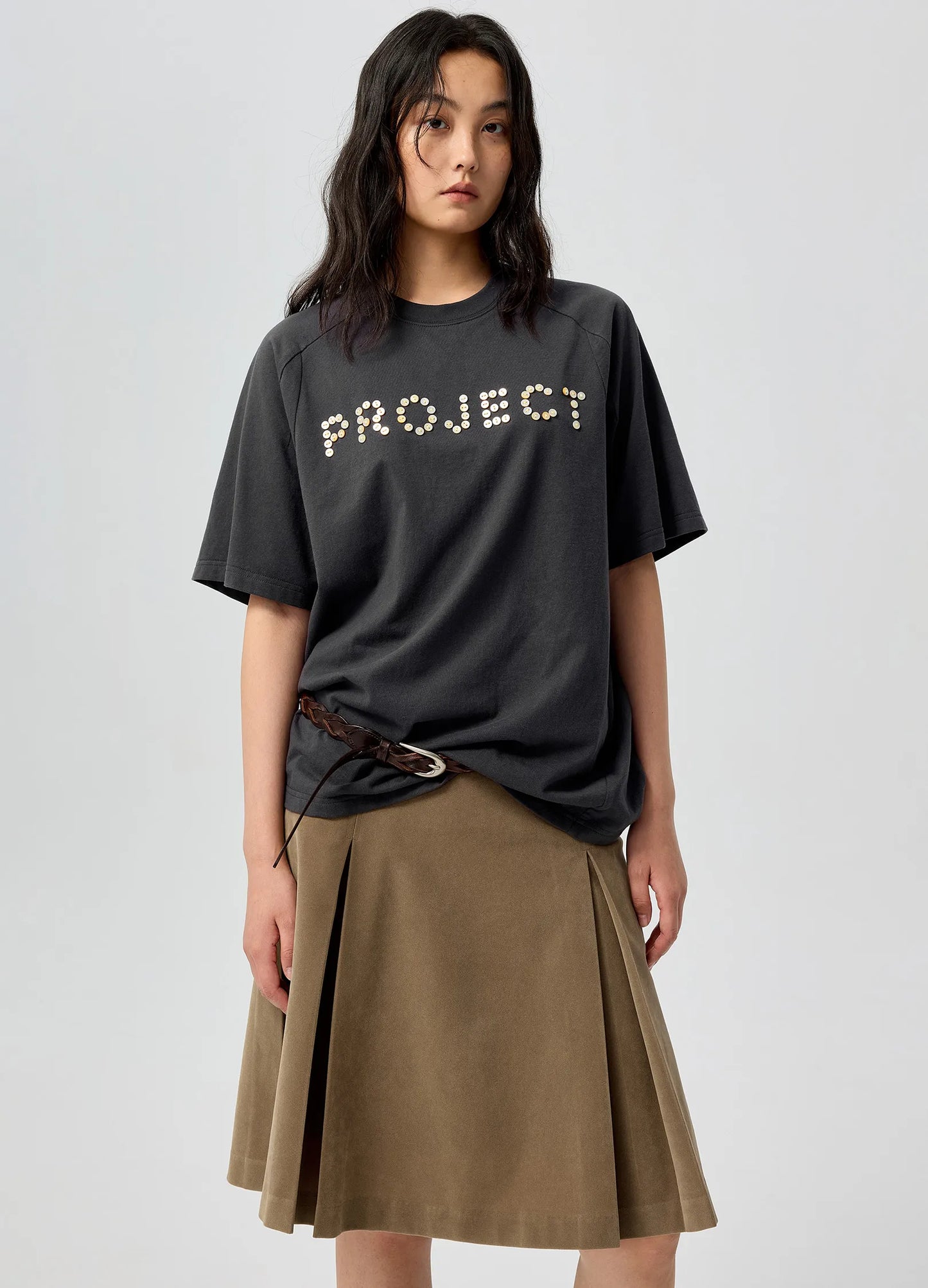 Suede Pleated Skirt