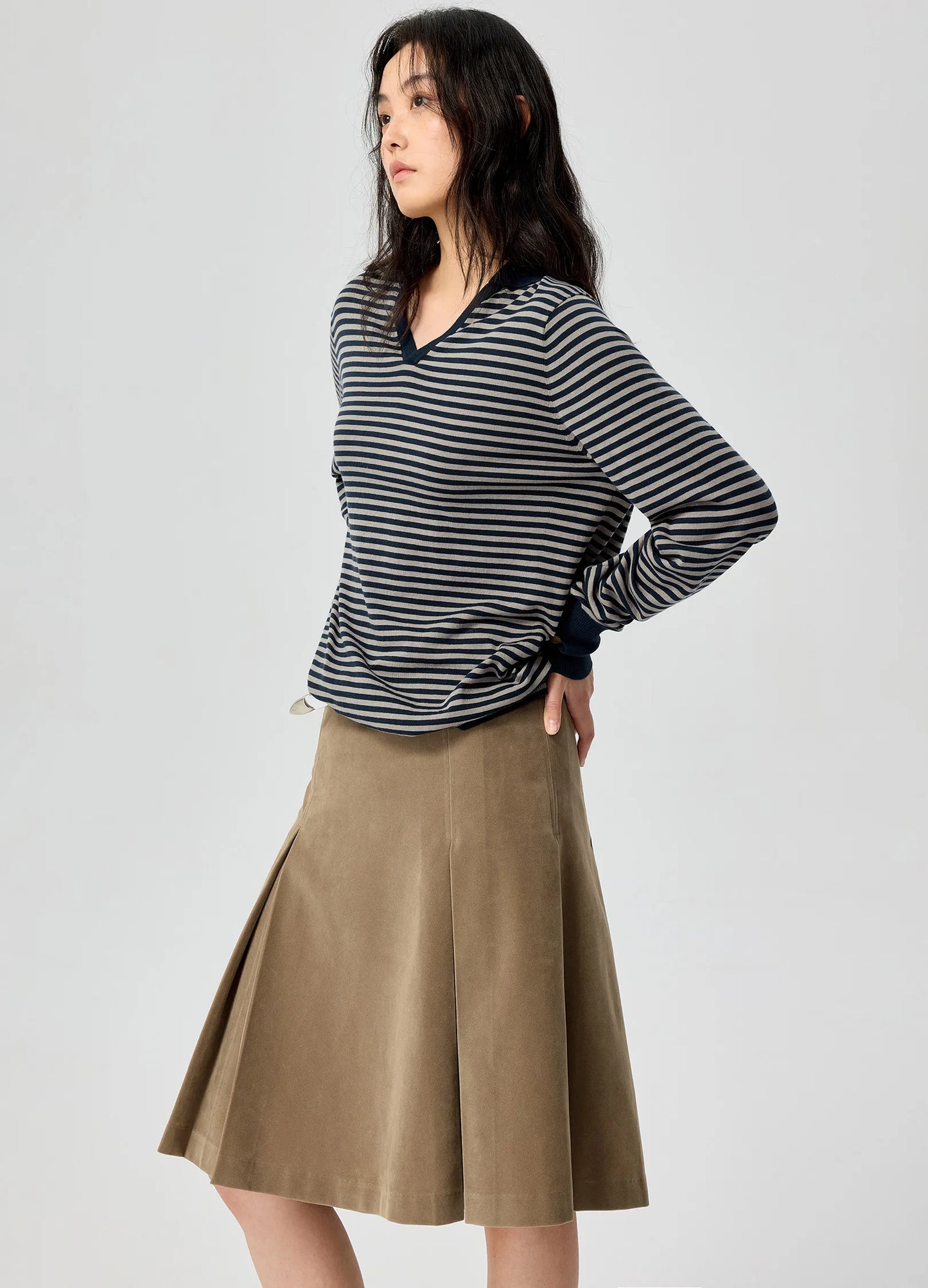 Suede Pleated Skirt