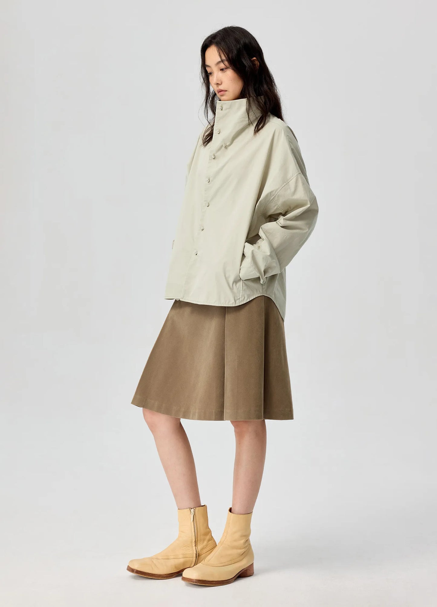 Suede Pleated Skirt