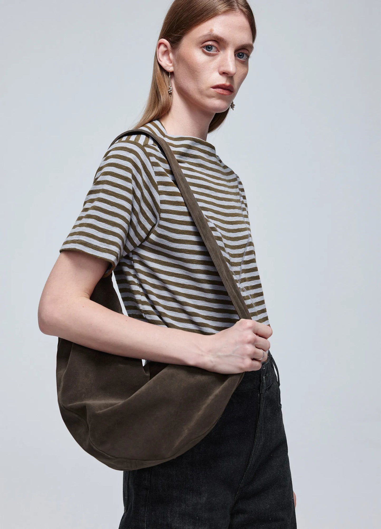 Suede Pleated Sling Bag