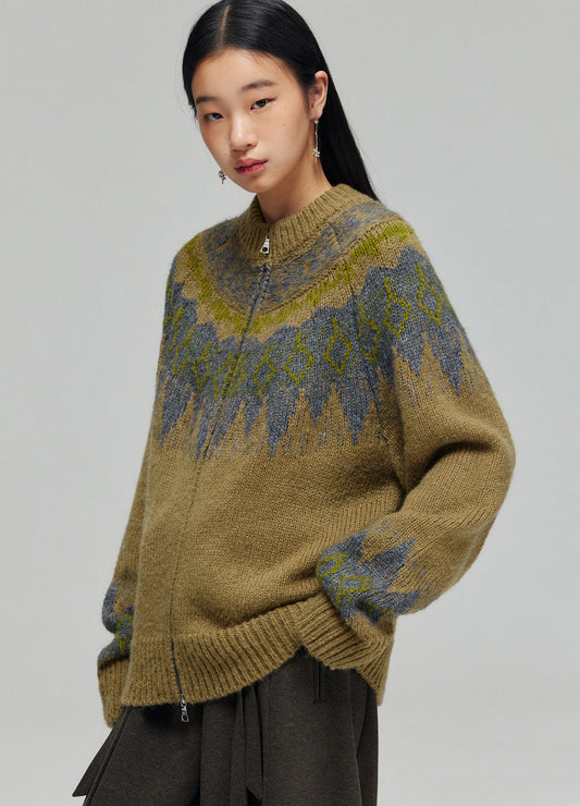 Tartan Wool Zip Sweater