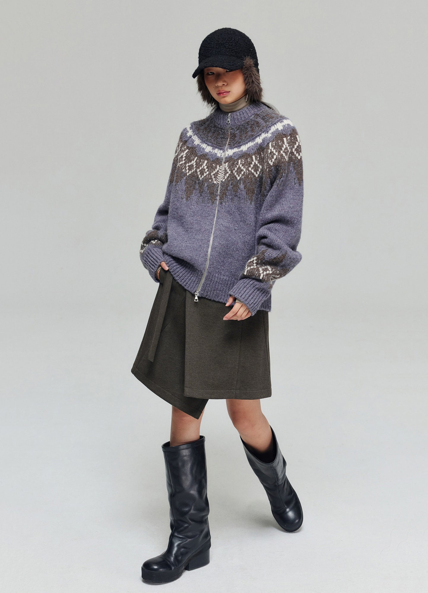 Tartan Wool Zip Sweater