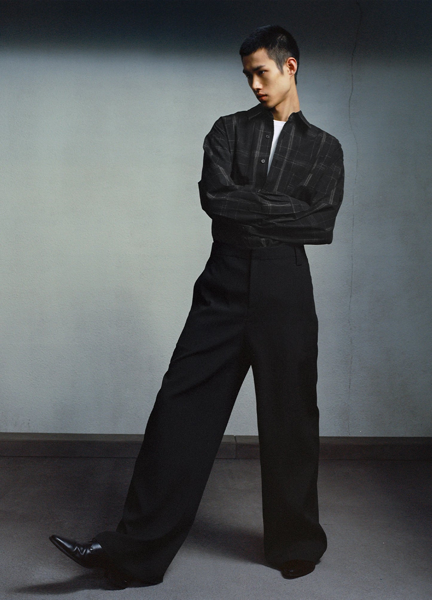 Textured Wide Leg Trousers
