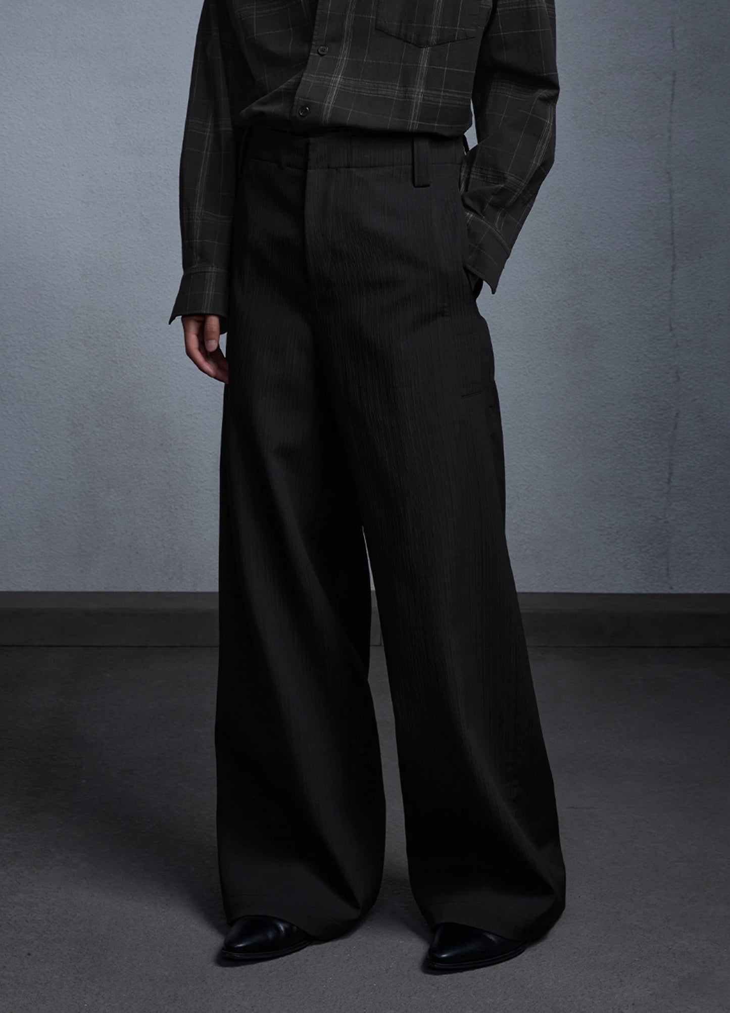 Textured Wide Leg Trousers