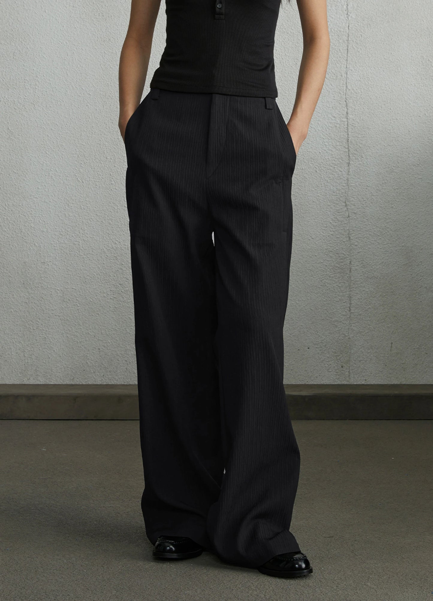 Textured Wide Leg Trousers