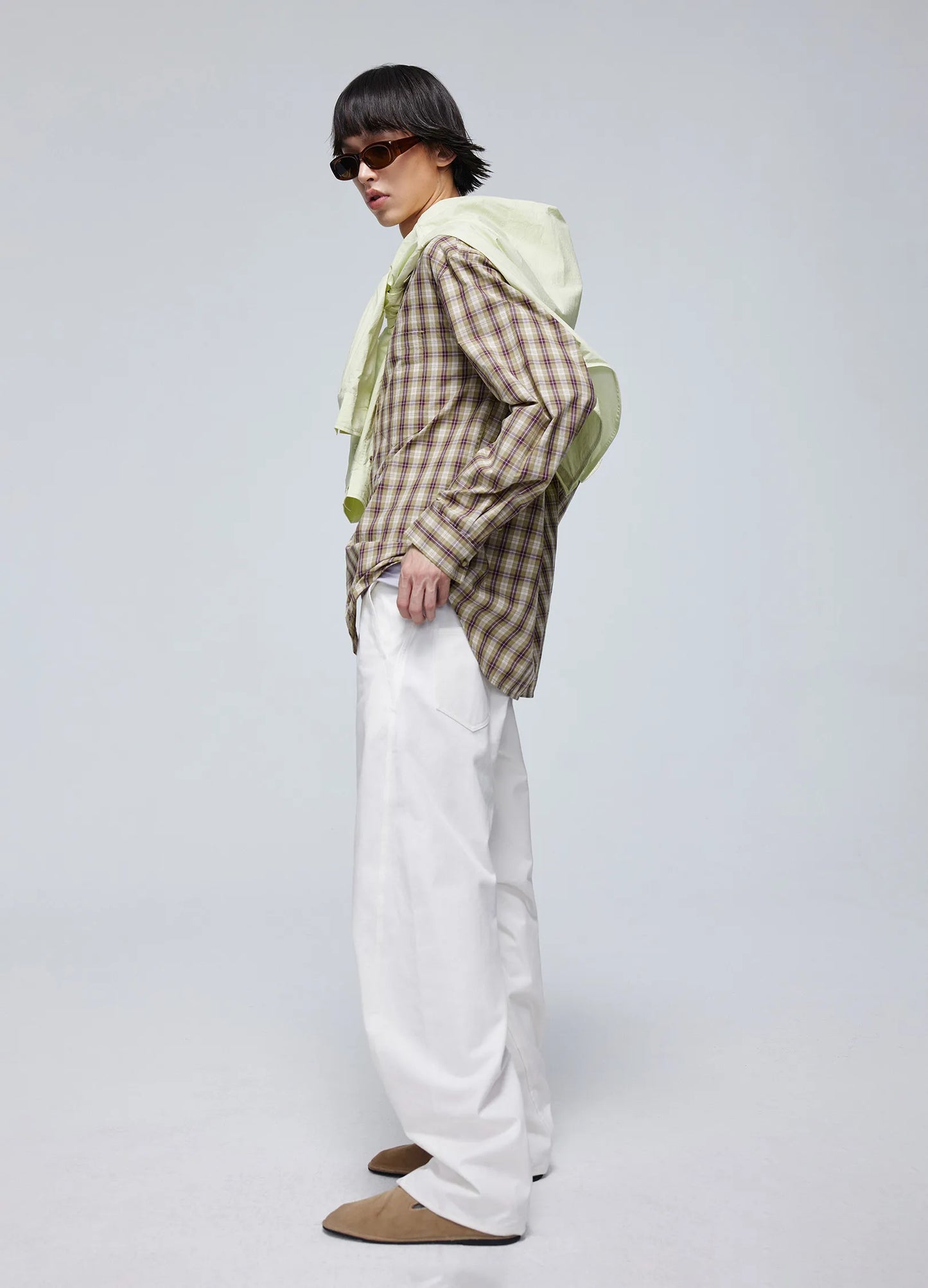 Twisted Belt Cotton Trousers