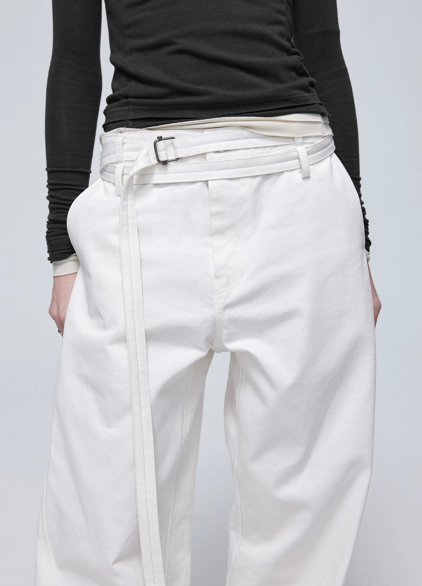 Twisted Belt Cotton Trousers