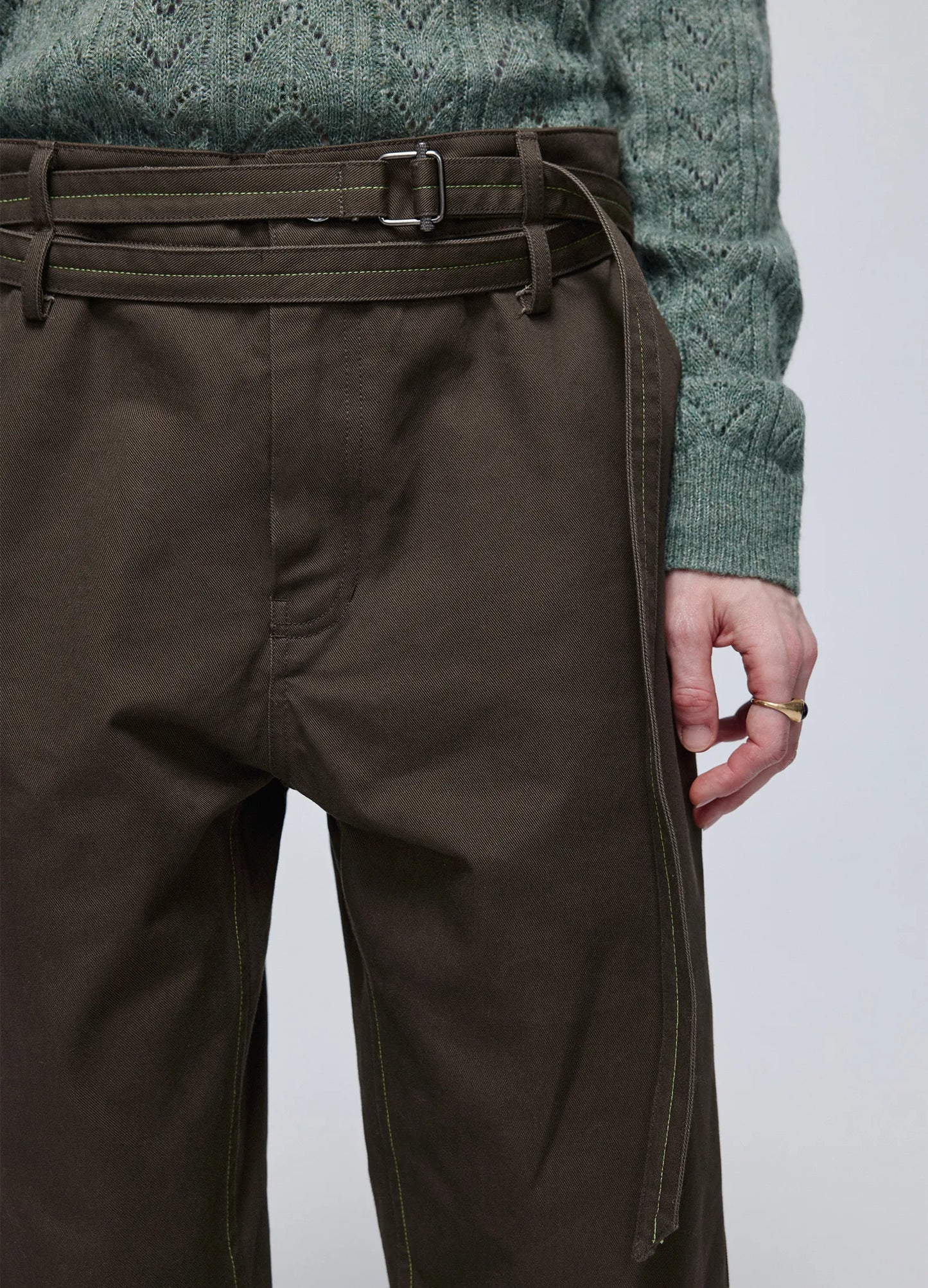 Twisted Belt Cotton Trousers