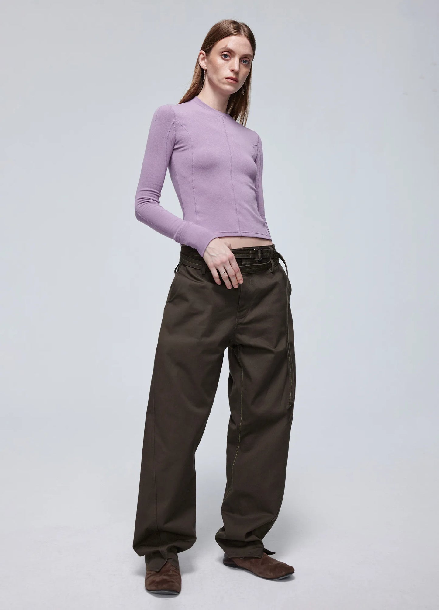 Twisted Belt Cotton Trousers