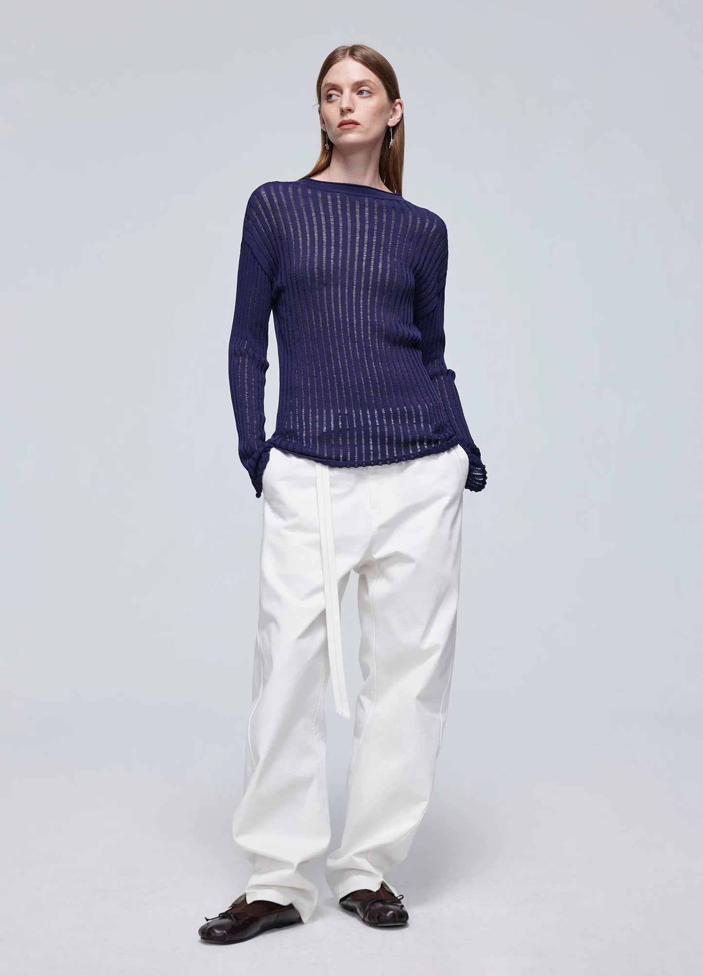 Twisted Belt Cotton Trousers