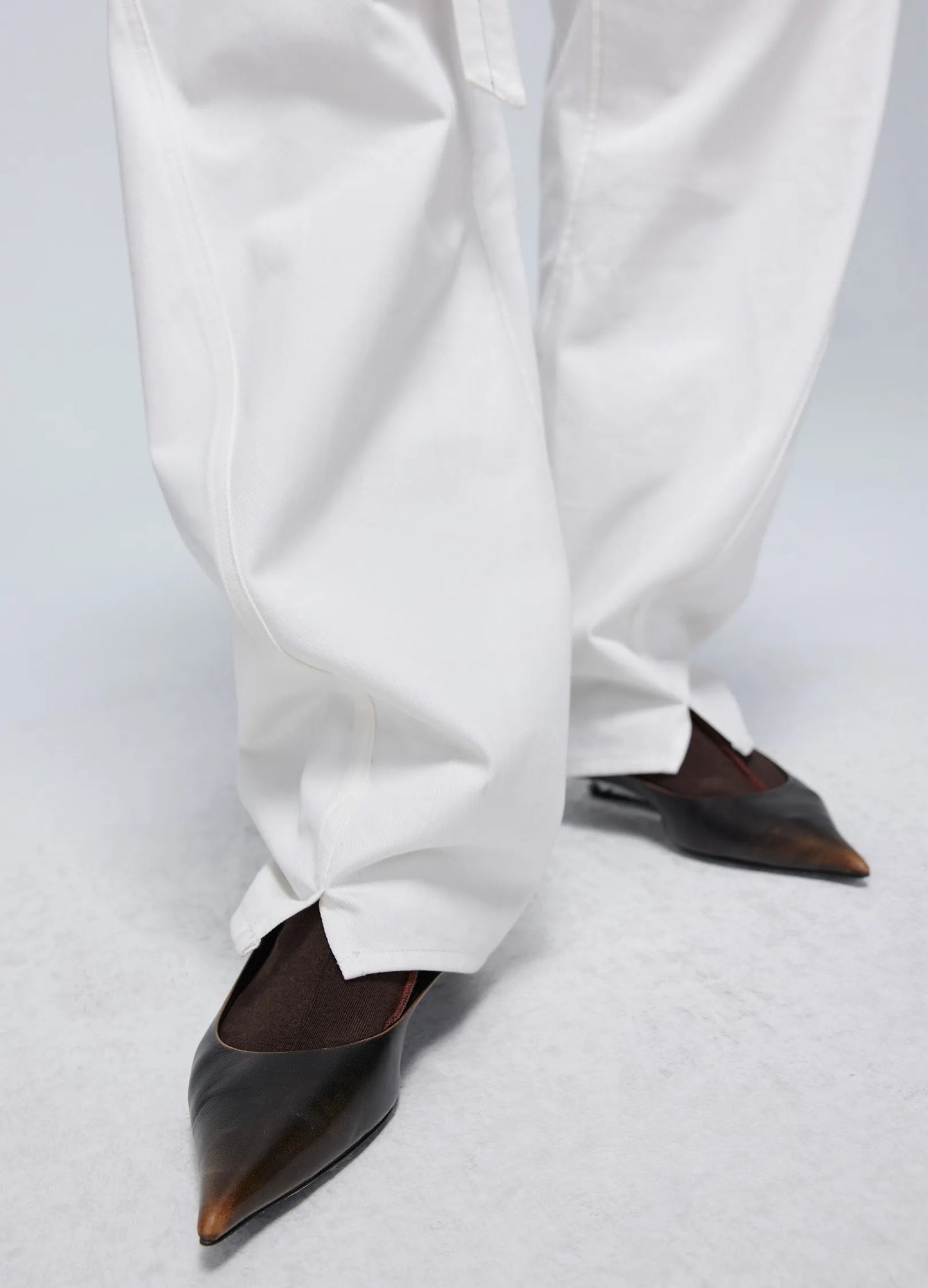 Twisted Belt Cotton Trousers