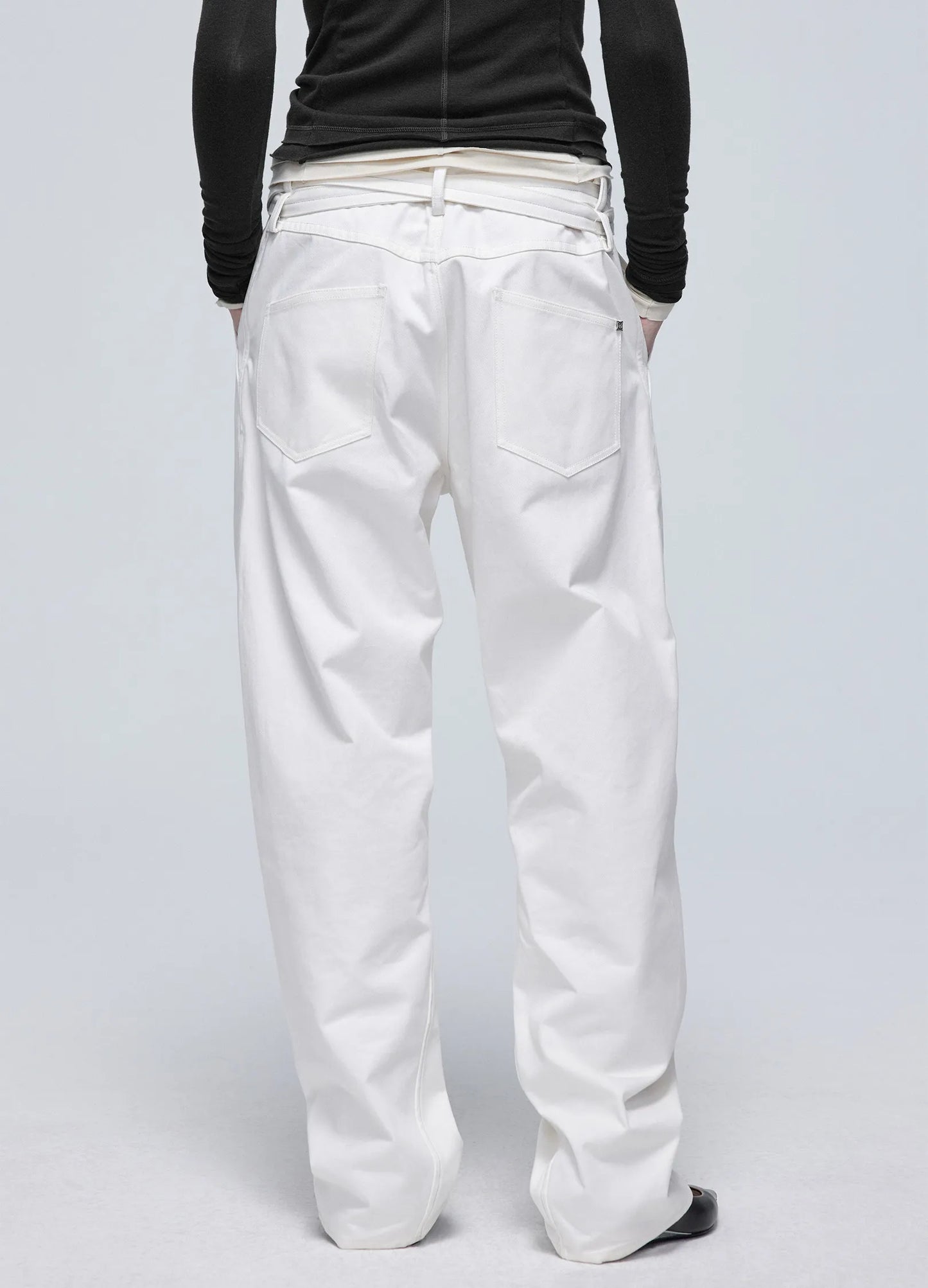 Twisted Belt Cotton Trousers