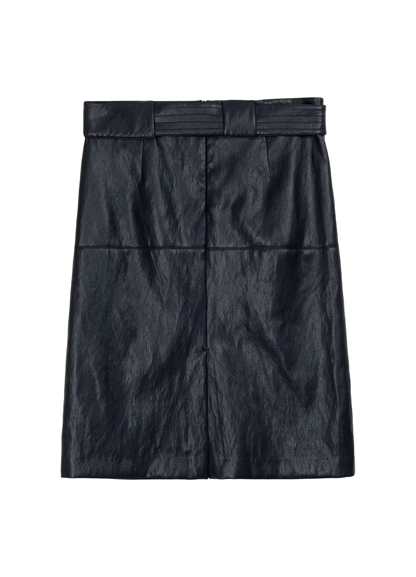 Wide-Belt Leather Skirt