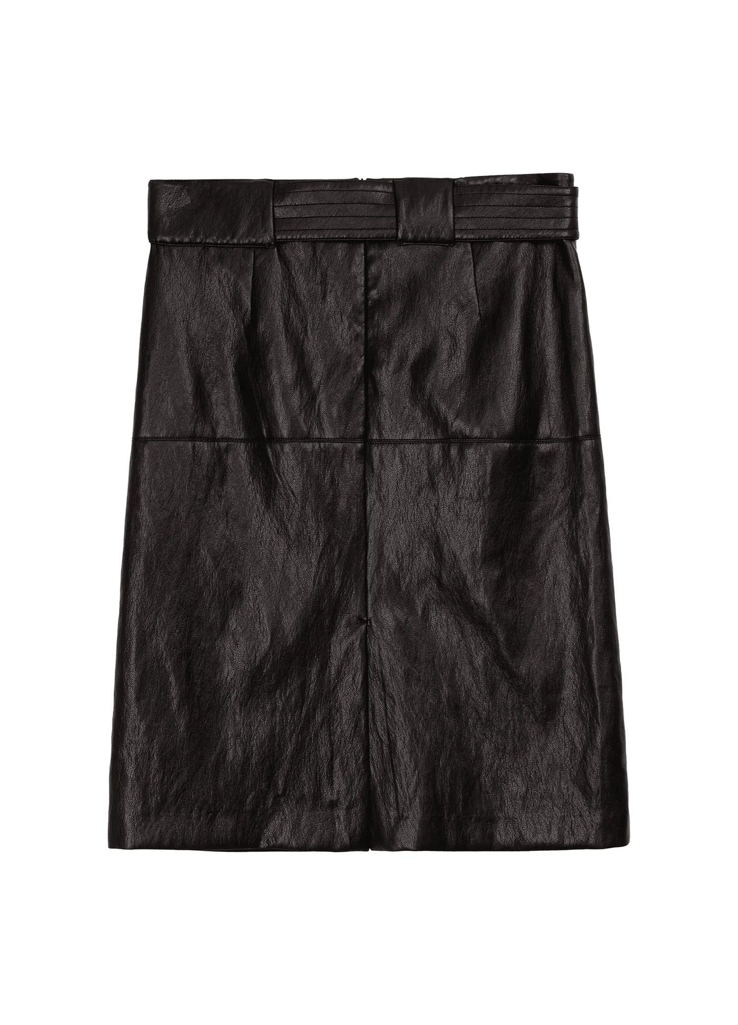 Wide-Belt Leather Skirt