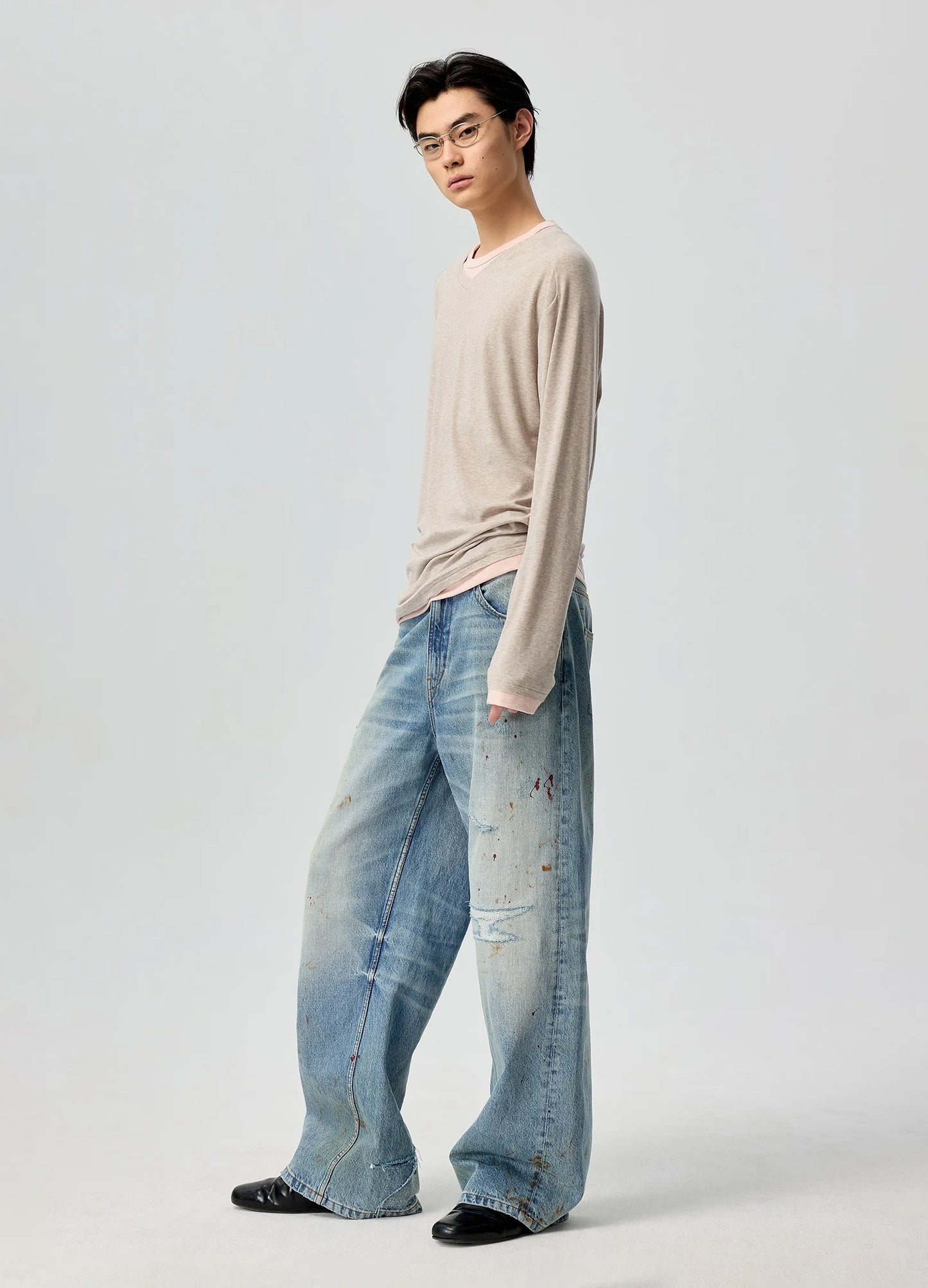 Wide Distressed Nomad Denims