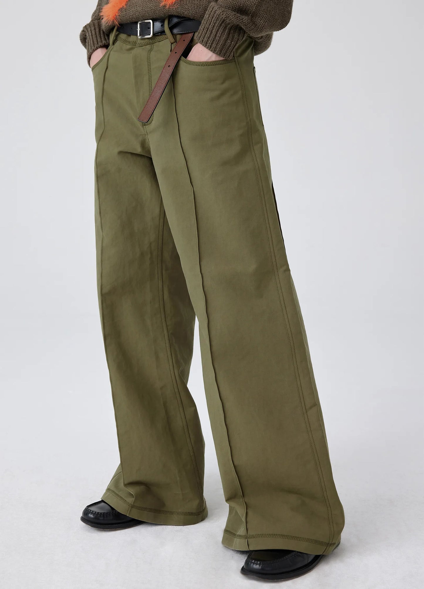 Wide Seam Cotton Trousers