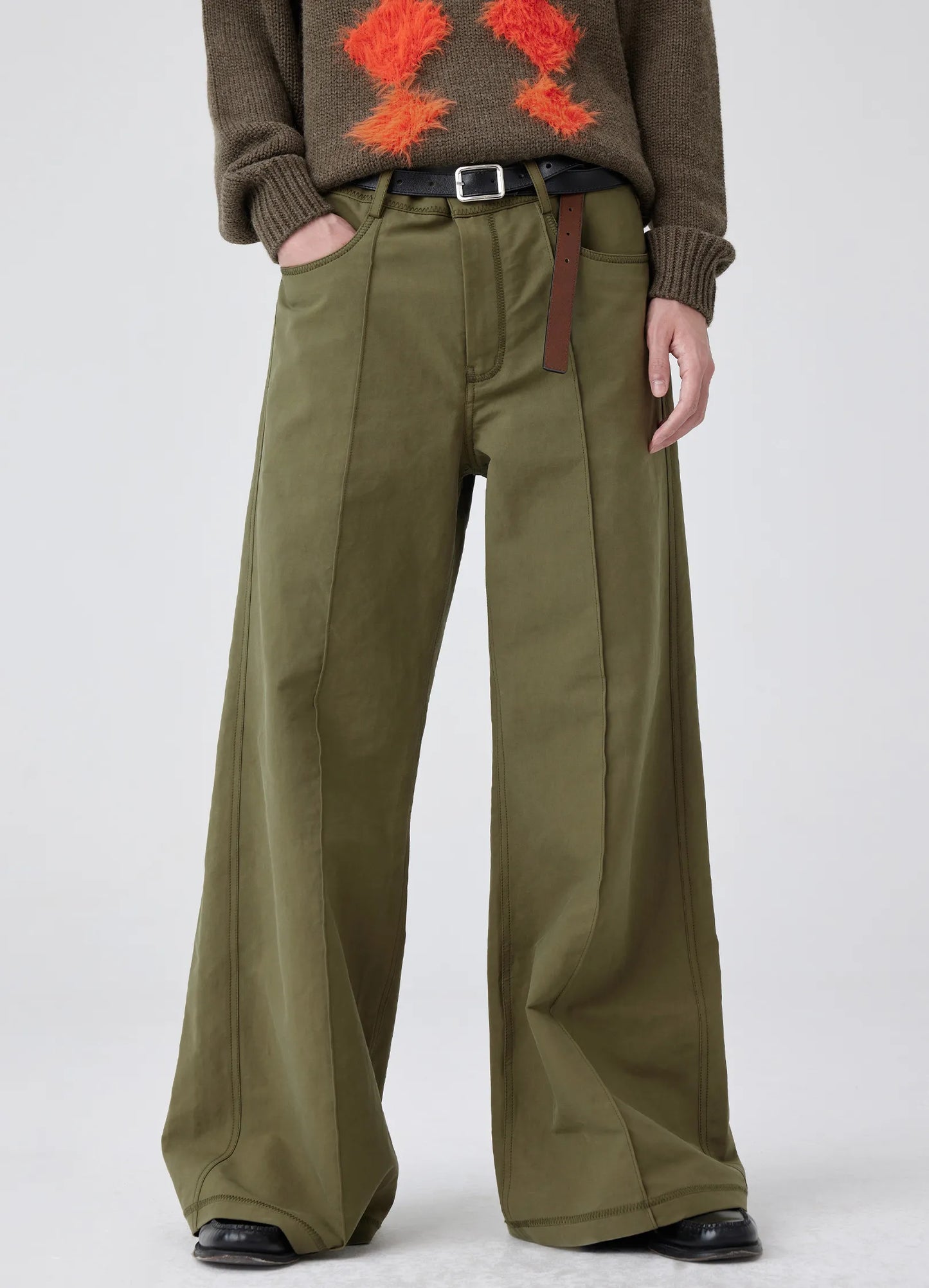 Wide Seam Cotton Trousers