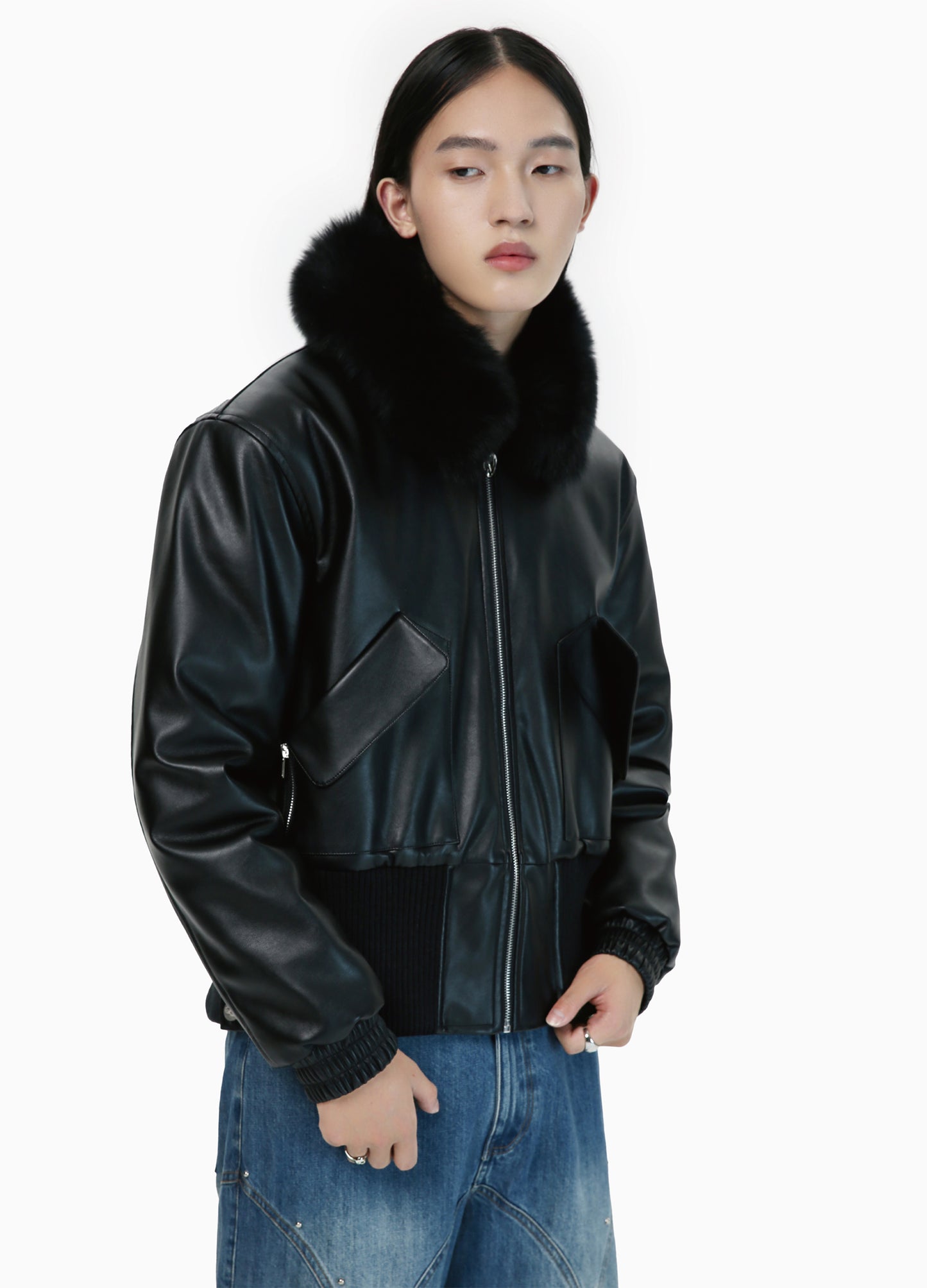 Detachable Fur Leather Jacket