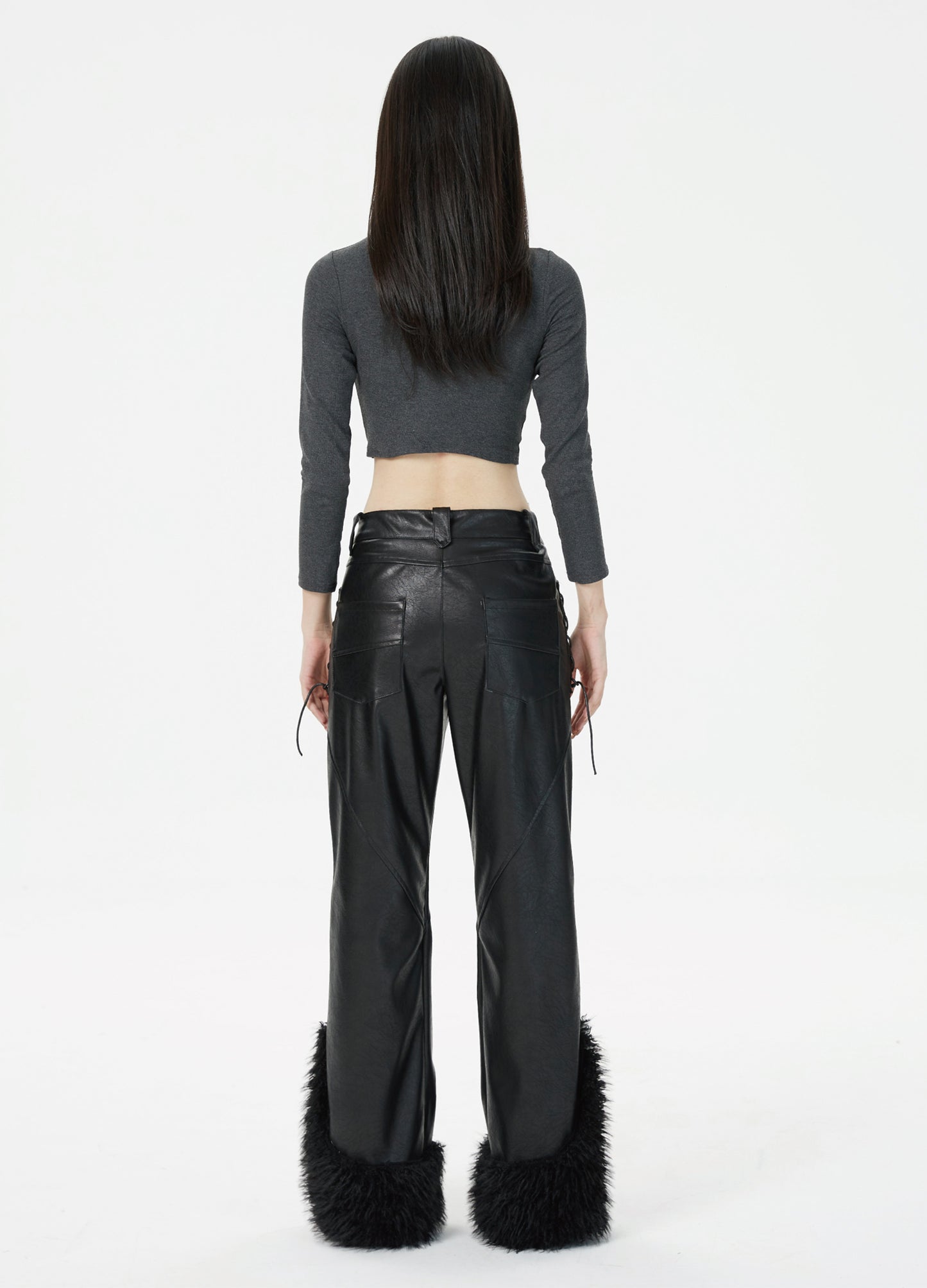 Puffy Flared Leather Trousers